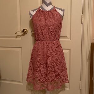 Mauve lace halter dress